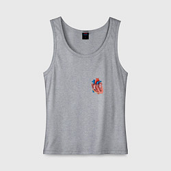 Майка женская хлопок Анатомия Сердце, цвет: меланж