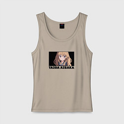 Майка женская хлопок Удивлённая Тайга Торадора, цвет: миндальный