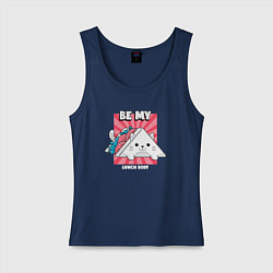 Майка женская хлопок Кот - сэндвич, цвет: тёмно-синий