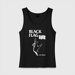 Майка женская хлопок BLACK FLAG РУКА, цвет: черный