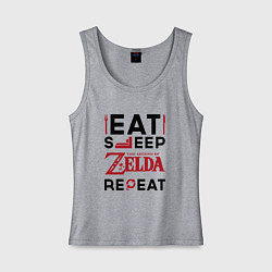 Майка женская хлопок Надпись: Eat Sleep Zelda Repeat, цвет: меланж