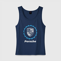 Майка женская хлопок Porsche в стиле Top Gear, цвет: тёмно-синий