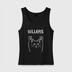 Майка женская хлопок The Killers рок кот, цвет: черный