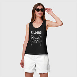 Майка женская хлопок The Killers рок кот, цвет: черный — фото 2