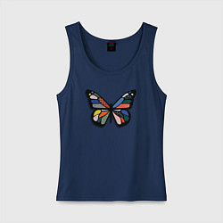 Майка женская хлопок Графичная бабочка, цвет: тёмно-синий
