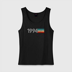 Майка женская хлопок 1994 ретро линии, цвет: черный