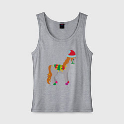 Майка женская хлопок Праздничная лошадкa, цвет: меланж