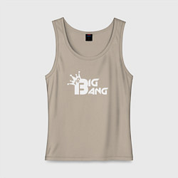 Майка женская хлопок Bigbang logo, цвет: миндальный