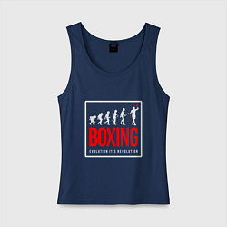 Майка женская хлопок Boxing evolution its revolution, цвет: тёмно-синий