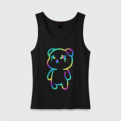 Майка женская хлопок Cool neon bear, цвет: черный