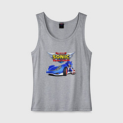 Майка женская хлопок Team Sonic racing - hedgehog, цвет: меланж