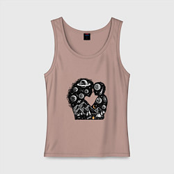 Майка женская хлопок Мама - мой космос, цвет: пыльно-розовый