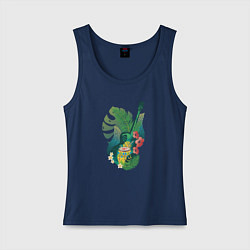 Женская майка Ретро акустическая гитара с барабаном и тропически