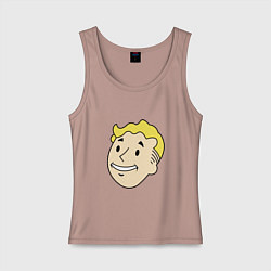 Майка женская хлопок Vault boy head, цвет: пыльно-розовый