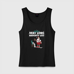 Майка женская хлопок Its a very long naughty list, цвет: черный