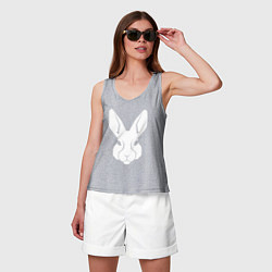 Майка женская хлопок White rabbit head, цвет: меланж — фото 2