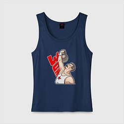 Майка женская хлопок Сталин за зож, цвет: тёмно-синий