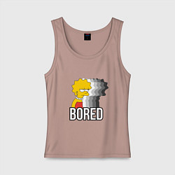 Майка женская хлопок Лиза Симпсон - bored, цвет: пыльно-розовый
