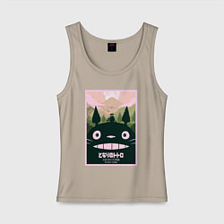 Майка женская хлопок Totoro poster, цвет: миндальный