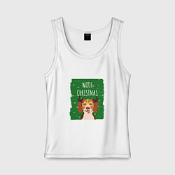 Майка женская хлопок Woof christmas, цвет: белый