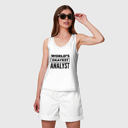 Майка женская хлопок The worlds okayest analyst, цвет: белый — фото 2