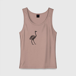 Майка женская хлопок Набросок страуса, цвет: пыльно-розовый