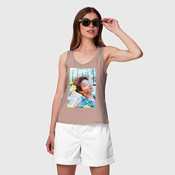 Майка женская хлопок Handsome Namjoon, цвет: пыльно-розовый — фото 2