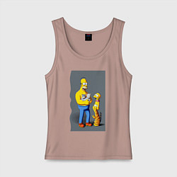 Женская майка Homer Simpson and cats - нейросеть арт