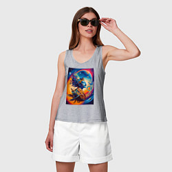 Майка женская хлопок Salvador Dali - space portrait - neural network, цвет: меланж — фото 2