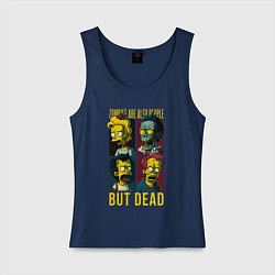 Майка женская хлопок Zombies are also people only dead, цвет: тёмно-синий