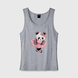 Майка женская хлопок Милая животная панда балерина акварель, цвет: меланж