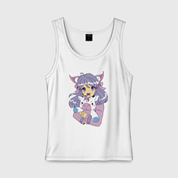 Женская майка Девушка с единорогом