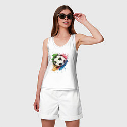 Майка женская хлопок Яркий футбольный мяч, цвет: белый — фото 2