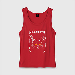 Майка женская хлопок Megadeth rock cat, цвет: красный