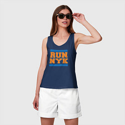 Майка женская хлопок Run New York Knicks, цвет: тёмно-синий — фото 2