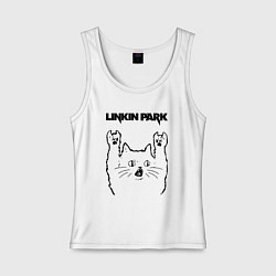 Майка женская хлопок Linkin Park - rock cat, цвет: белый