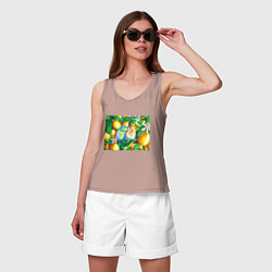 Майка женская хлопок Попугаи в лимонах, цвет: пыльно-розовый — фото 2