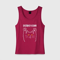 Майка женская хлопок System of a Down rock cat, цвет: маджента