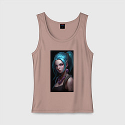 Майка женская хлопок Jinx art Arcane League of Legends, цвет: пыльно-розовый