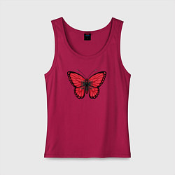Майка женская хлопок Албания бабочка, цвет: маджента