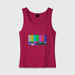 Майка женская хлопок Разноцветные полосы в телевизоре, цвет: маджента