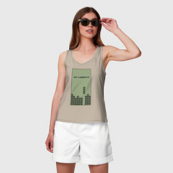 Майка женская хлопок Brick game тетрис - всё сложится, цвет: миндальный — фото 2