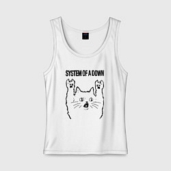 Майка женская хлопок System of a Down - rock cat, цвет: белый