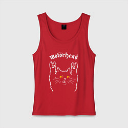 Майка женская хлопок Motorhead rock cat, цвет: красный