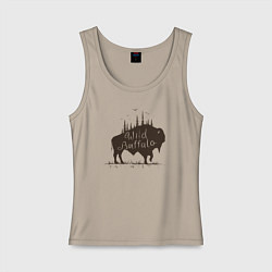 Майка женская хлопок Дикий буйвол, цвет: миндальный
