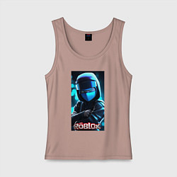 Майка женская хлопок Roblox blue, цвет: пыльно-розовый