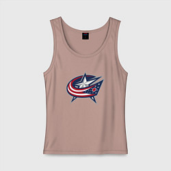 Майка женская хлопок Columbus blue jackets - hockey team - emblem, цвет: пыльно-розовый