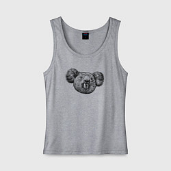 Майка женская хлопок Коала морда, цвет: меланж