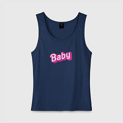 Майка женская хлопок Baby: pink barbie style, цвет: тёмно-синий