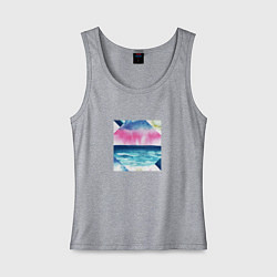 Майка женская хлопок Абстрактное море закат рассвет, цвет: меланж